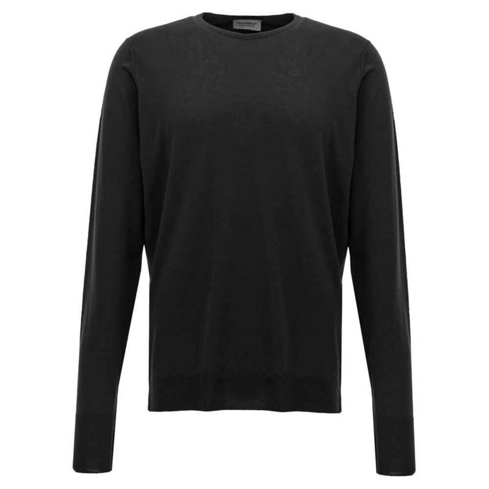 JOHN SMEDLEY Black Merino Wool Men's Cardigan